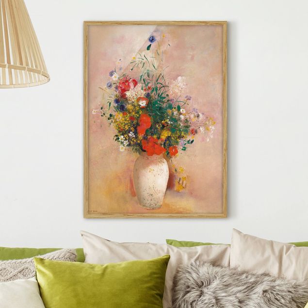 Decoración de cocinas Odilon Redon - Vase With Flowers (Rose-Colored Background)