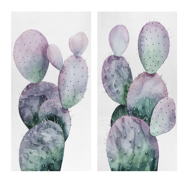 Cuadros morados Cactus In Purple Set I