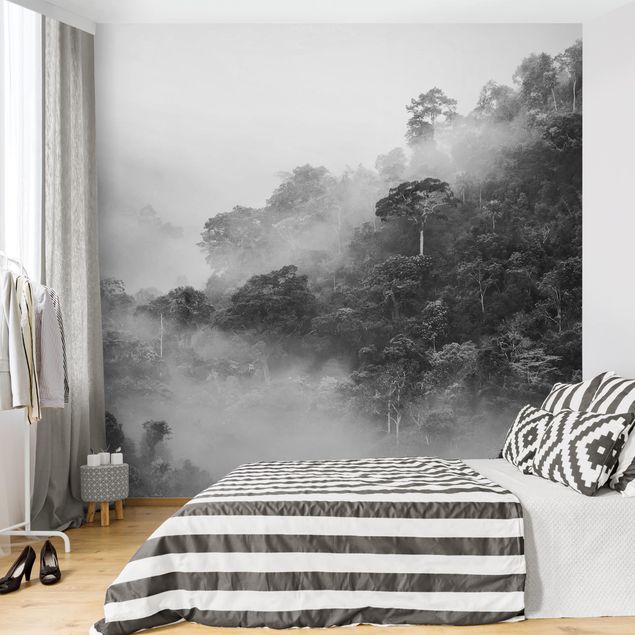 Papel pintado Jungle In The Fog Black And White