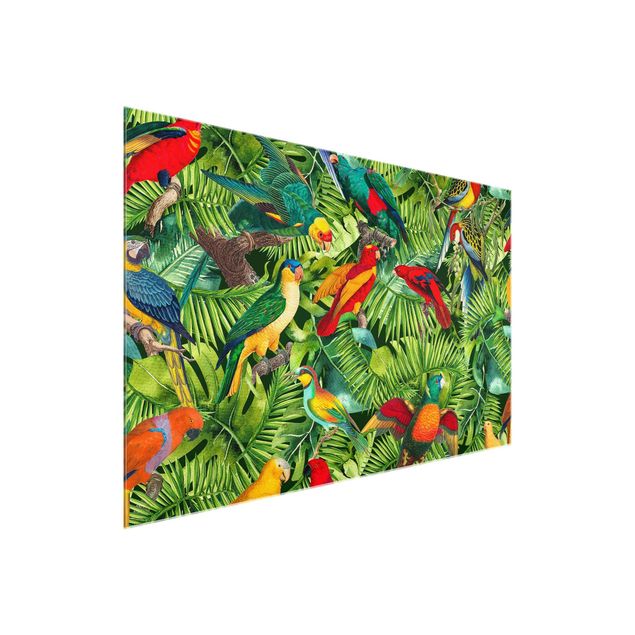 Cuadros plantas Colourful Collage - Parrots In The Jungle