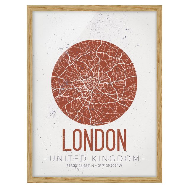 Pósters enmarcados de mapamundi City Map London - Retro