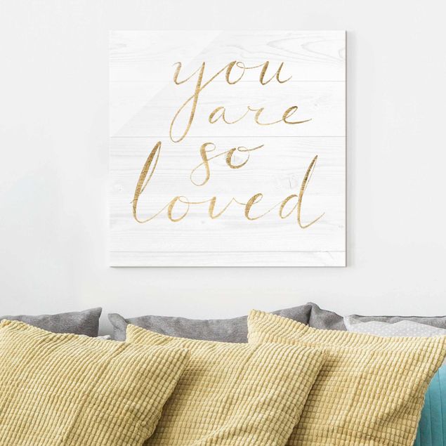 Cuadros de cristal frases Wooden Wall White - Loved