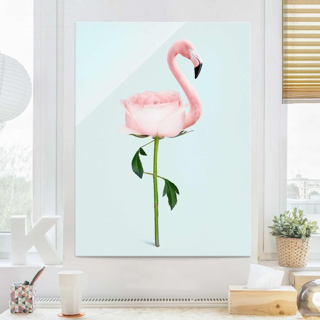 Cuadros decorativos Flamingo With Rose