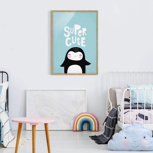 Pósters enmarcados de animales Super Cute Penguin