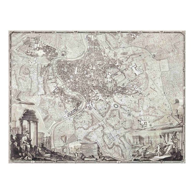 Cuadros de cristal mapamundi Vintage Map Rome