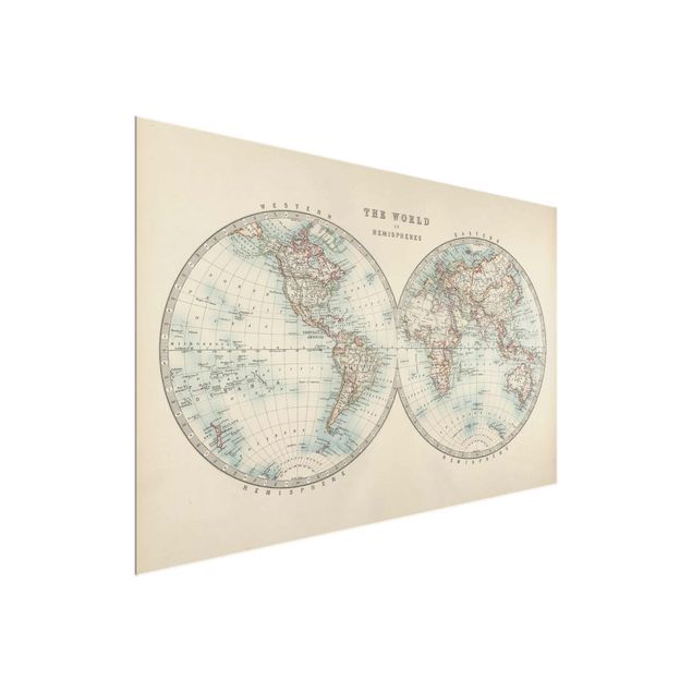 Cuadros mapamundi Vintage World Map The Two Hemispheres