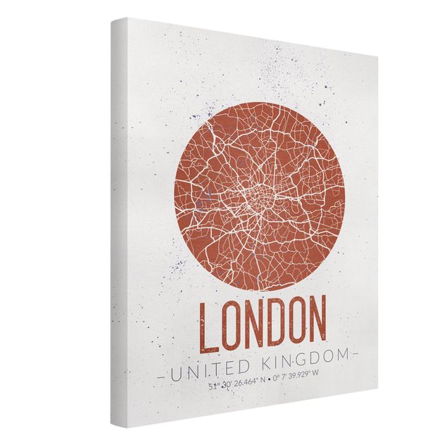 Lienzos en blanco y negro City Map London - Retro