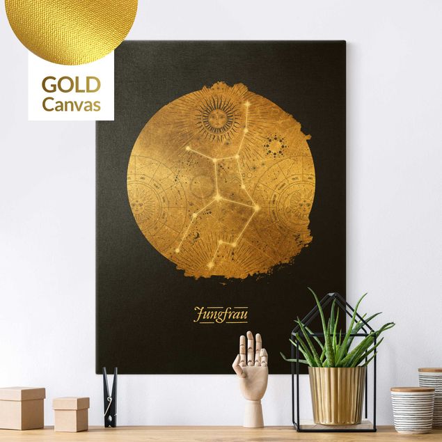 Lienzos dorados Zodiac Sign Virgo Gray Gold