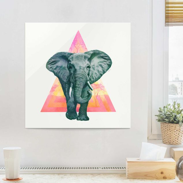 Cuadros Illustration Elephant Front Triangle Painting