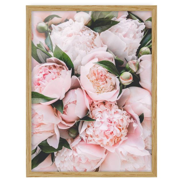Cuadros de flores Pink Peonies With Leaves
