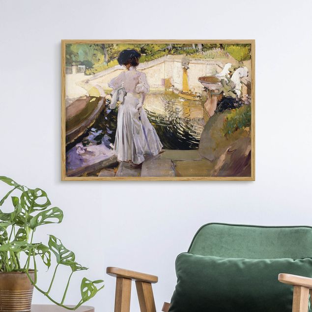 Pósters enmarcados de cuadros famosos Joaquin Sorolla - Maria Looking At The Fishes, Granja