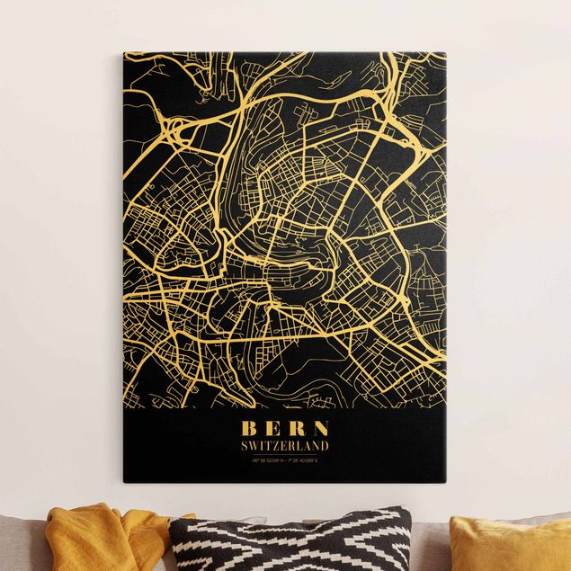 Decoración de cocinas Bern City Map - Classic Black
