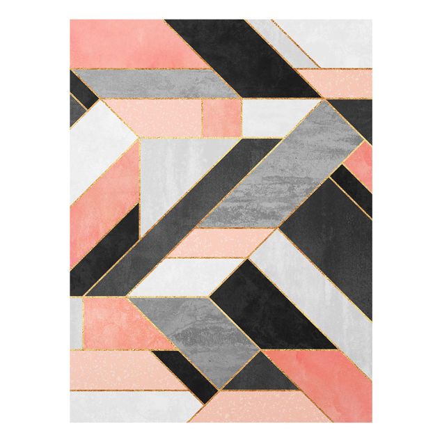 Cuadros de patrones Geometry Pink And Gold