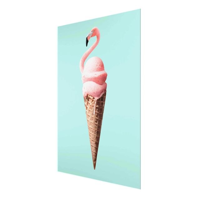 Cuadros en turquesa Ice Cream Cone With Flamingo