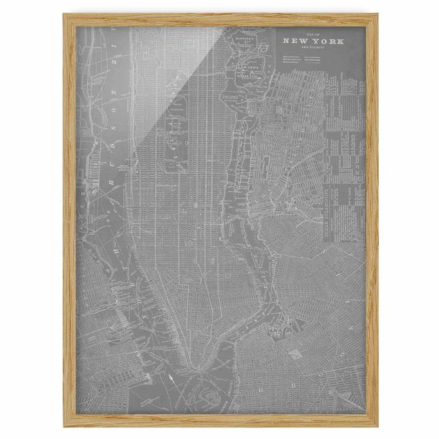 Cuadros ciudades Vintage Map New York Manhattan