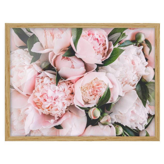 Cuadros de flores Pink Peonies With Leaves