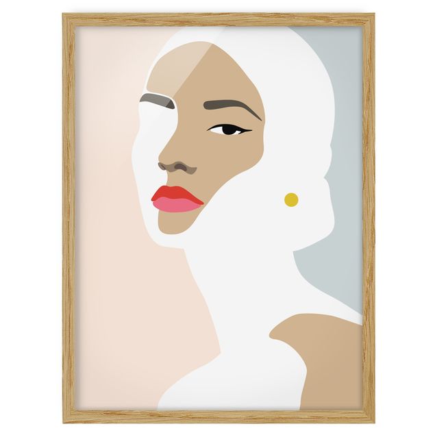 Reproducciónes de cuadros Line Art Portrait Woman Pastel Grey