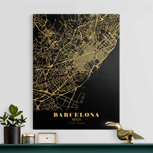 Decoración de cocinas Barcelona City Map - Classic Black
