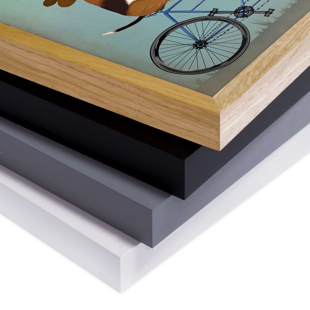 Cuadros en tonos beige y marrón Cycling - Bassets Tandem