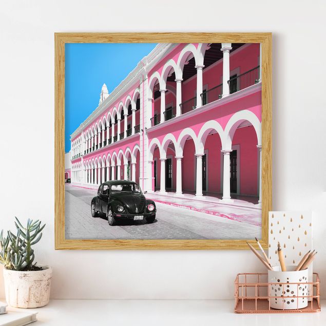 Pósters enmarcados de cuadros famosos Black Beetle Pink Facade