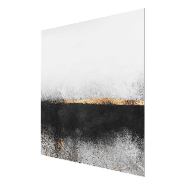 Cuadros en blanco y negro Abstract Golden Horizon Black And White