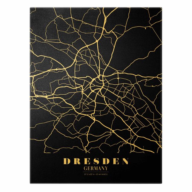 Cuadros a blanco y negro Dresden City Map - Classic Black