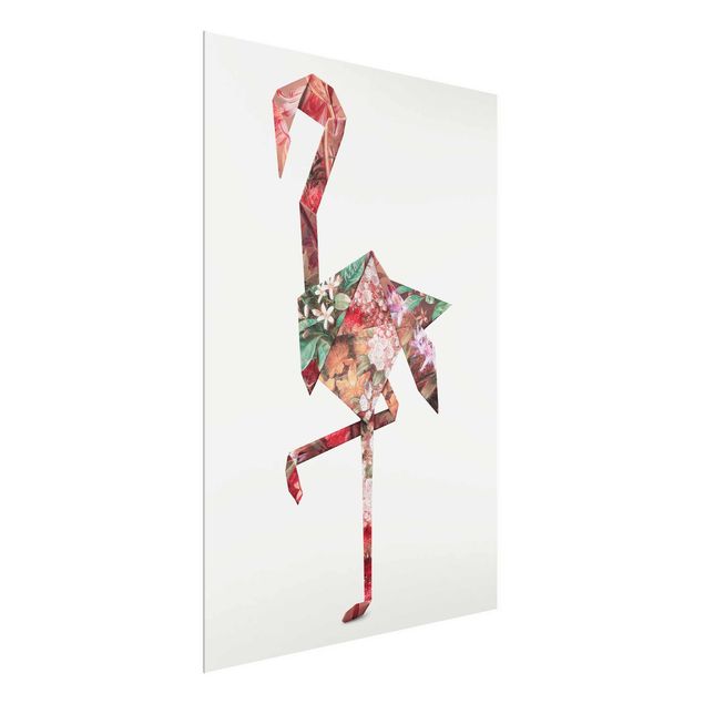 Cuadros flores Origami Flamingo