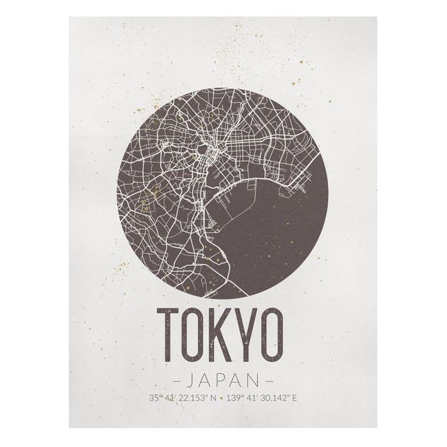 Lienzos de mapamundi Tokyo City Map - Retro