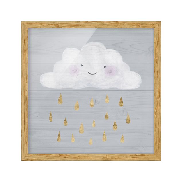 Cuadros para salones grises Cloud With Golden Raindrops