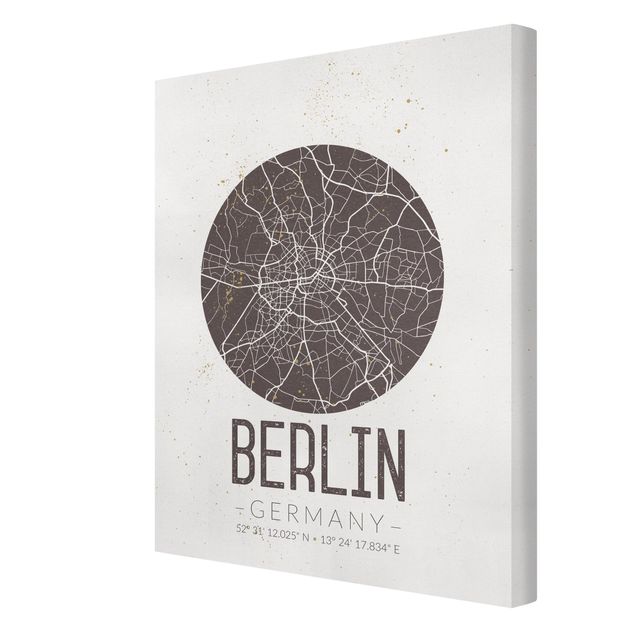 Cuadros a blanco y negro City Map Berlin - Retro