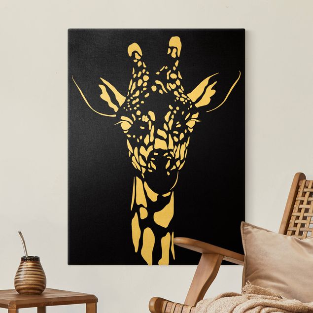 Decoración cocina Safari Animals - Portrait Giraffe Black