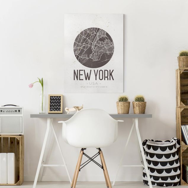 Lienzos Nueva York New York City Map - Retro