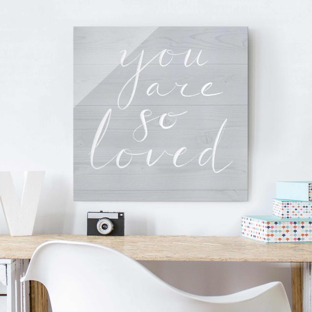 Cuadros de cristal frases Wooden Wall Gray - Loved