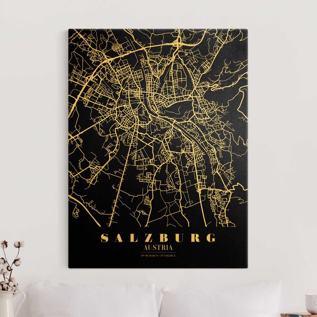 Decoración cocina Salzburg City Map - Classic Black