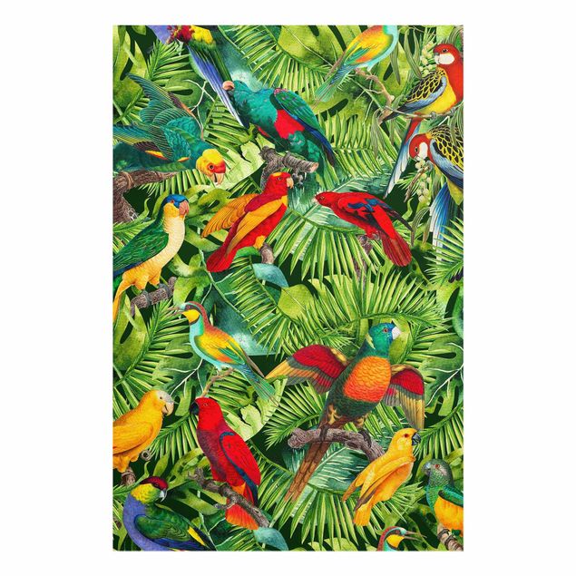 Cuadros de flores Colourful Collage - Parrots In The Jungle