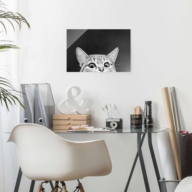 Decoración en la cocina Illustration Cat Black And White Drawing