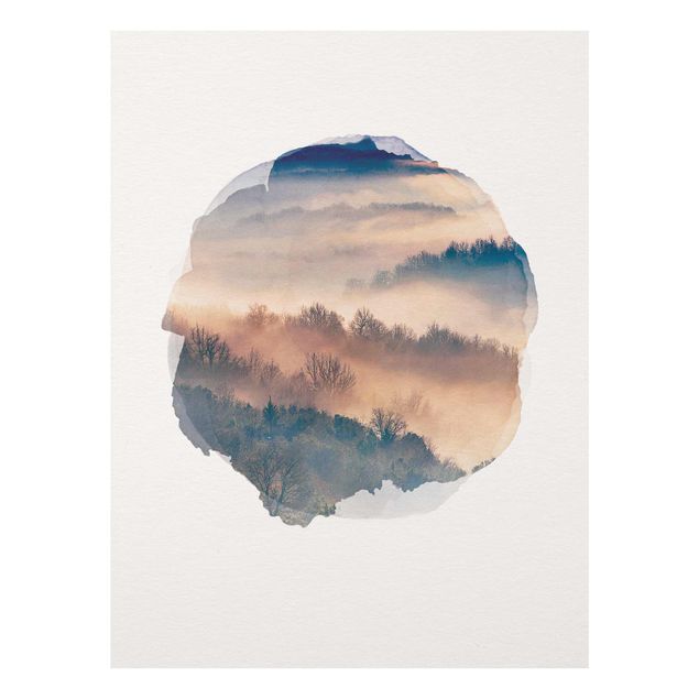 Cuadros de cristal paisajes WaterColours - Mist At Sunset