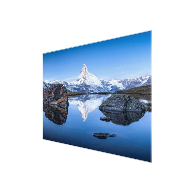 Cuadros de cristal arquitectura y skyline Stellisee Lake In Front Of The Matterhorn
