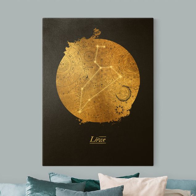 Lienzos dorados Zodiac Sign Leo Gray Gold