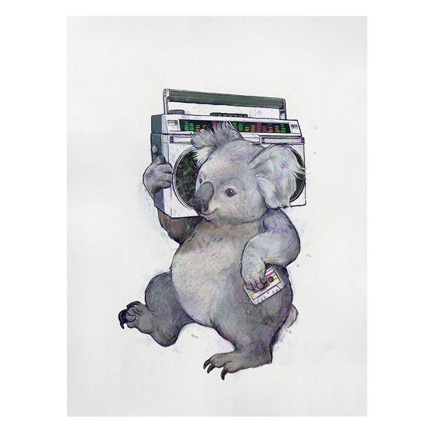 Lienzos de montañas Illustration Koala With Radio Painting