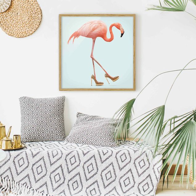 Pósters enmarcados de animales Flamingo With High Heels