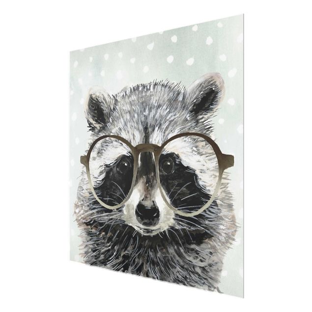 Cuadros grises Animals With Glasses - Raccoon