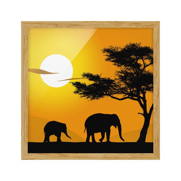 Pósters enmarcados de paisajes African Elephant Walk