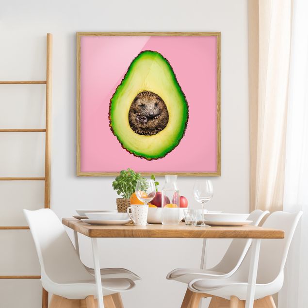 Pósters enmarcados de cuadros famosos Avocado With Hedgehog