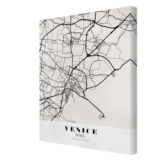 Cuadros en blanco y negro Venice City Map - Classic
