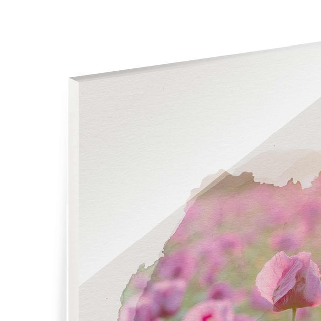Cuadros de flores WaterColours - Violet Poppy Flowers Meadow In Spring