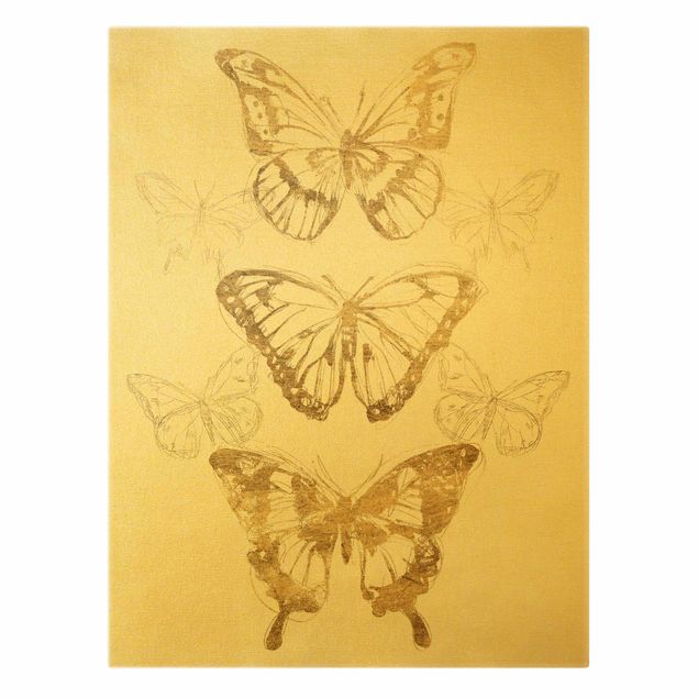 Cuadros en lienzo Butterfly Composition In Gold II