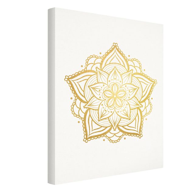Cuadros de mandalas Mandala Flower Illustration White Gold