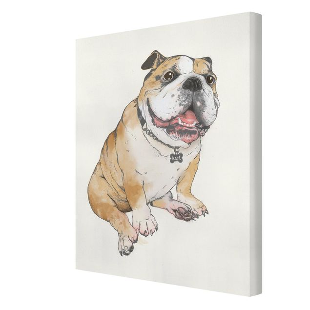 Láminas de cuadros famosos Illustration Dog Bulldog Painting