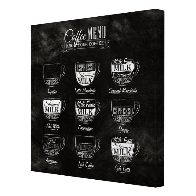 Cuadros a blanco y negro Coffee Varieties Chalkboard